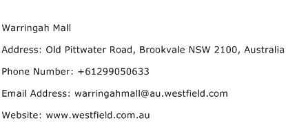 Warringah Mall Address Contact Number