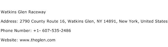 Watkins Glen Raceway Address Contact Number