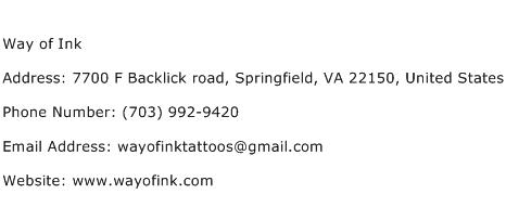 Way of Ink Address Contact Number