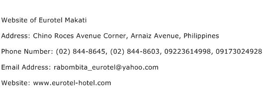 Website of Eurotel Makati Address Contact Number