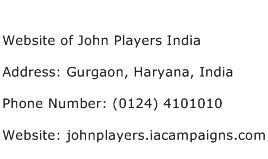 Website of John Players India Address Contact Number