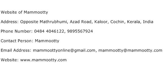 Website of Mammootty Address Contact Number