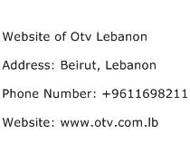 Website of Otv Lebanon Address Contact Number
