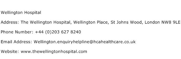 Wellington Hospital Address Contact Number