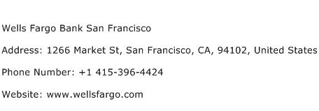 Wells Fargo Bank San Francisco Address Contact Number