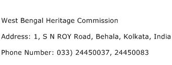 West Bengal Heritage Commission Address Contact Number