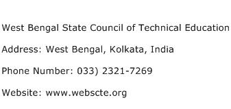 West Bengal State Council of Technical Education Address Contact Number