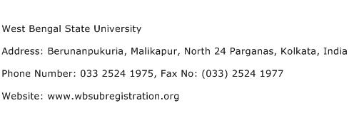 West Bengal State University Address Contact Number