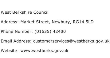 West Berkshire Council Address Contact Number