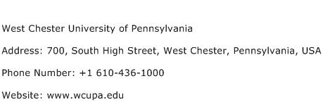 West Chester University of Pennsylvania Address Contact Number