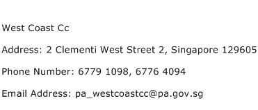 West Coast Cc Address Contact Number