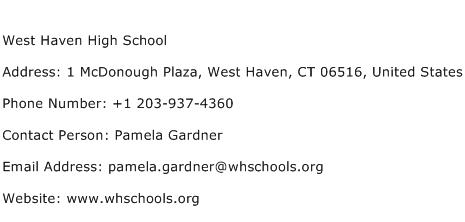 West Haven High School Address Contact Number