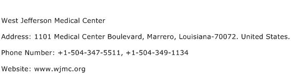 West Jefferson Medical Center Address Contact Number