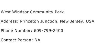 West Windsor Community Park Address Contact Number