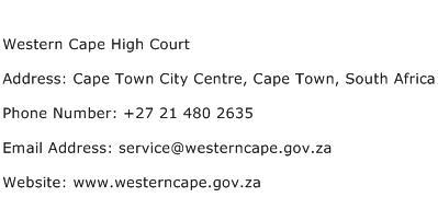 Western Cape High Court Address Contact Number