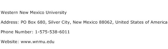 Western New Mexico University Address Contact Number