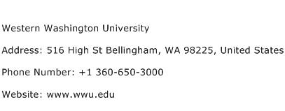 Western Washington University Address Contact Number