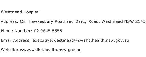 Westmead Hospital Address Contact Number