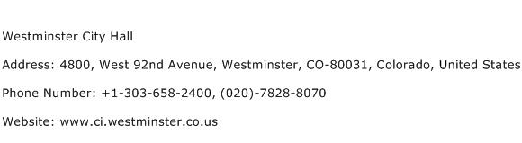 Westminster City Hall Address Contact Number
