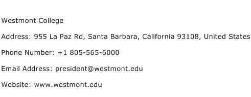 Westmont College Address Contact Number