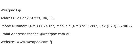 Westpac Fiji Address Contact Number