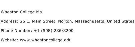 Wheaton College Ma Address Contact Number