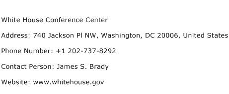 White House Conference Center Address Contact Number