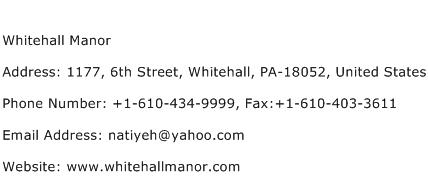 Whitehall Manor Address Contact Number