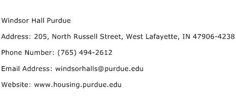 Windsor Hall Purdue Address Contact Number