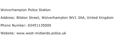 Wolverhampton Police Station Address Contact Number