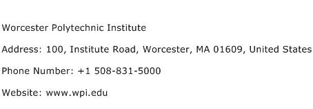 Worcester Polytechnic Institute Address Contact Number