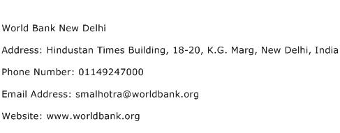 World Bank New Delhi Address Contact Number