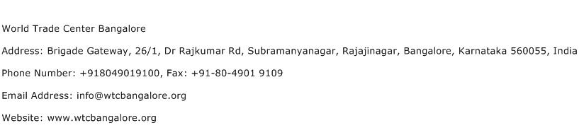World Trade Center Bangalore Address Contact Number