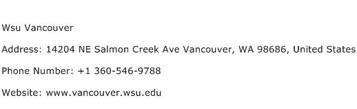 Wsu Vancouver Address Contact Number