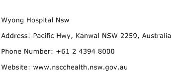 Wyong Hospital Nsw Address Contact Number