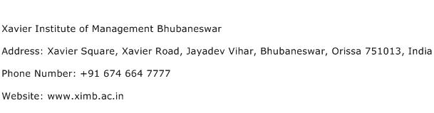 Xavier Institute of Management Bhubaneswar Address Contact Number