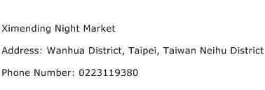 Ximending Night Market Address Contact Number