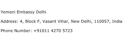 Yemeni Embassy Delhi Address Contact Number