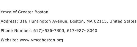 Ymca of Greater Boston Address Contact Number