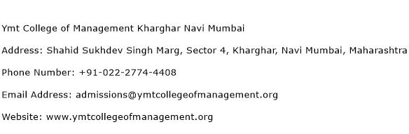 Ymt College of Management Kharghar Navi Mumbai Address Contact Number