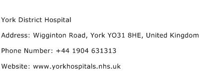 York District Hospital Address Contact Number