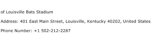 of Louisville Bats Stadium Address Contact Number