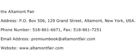 the Altamont Fair Address Contact Number