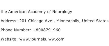 the American Academy of Neurology Address Contact Number
