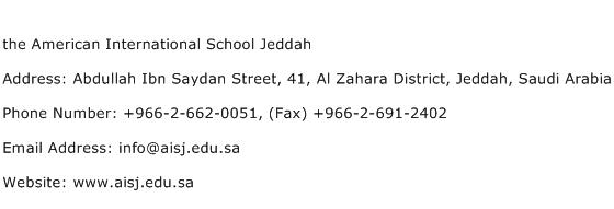 the American International School Jeddah Address Contact Number