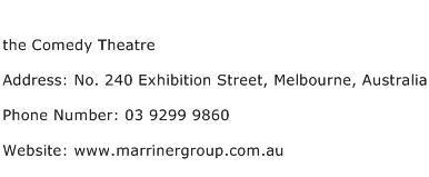 the Comedy Theatre Address Contact Number
