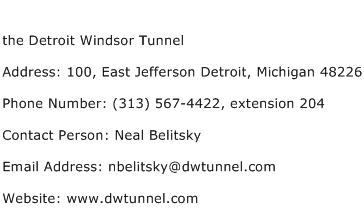the Detroit Windsor Tunnel Address Contact Number