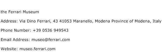 the Ferrari Museum Address Contact Number
