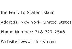the Ferry to Staten Island Address Contact Number