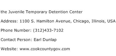 the Juvenile Temporary Detention Center Address Contact Number